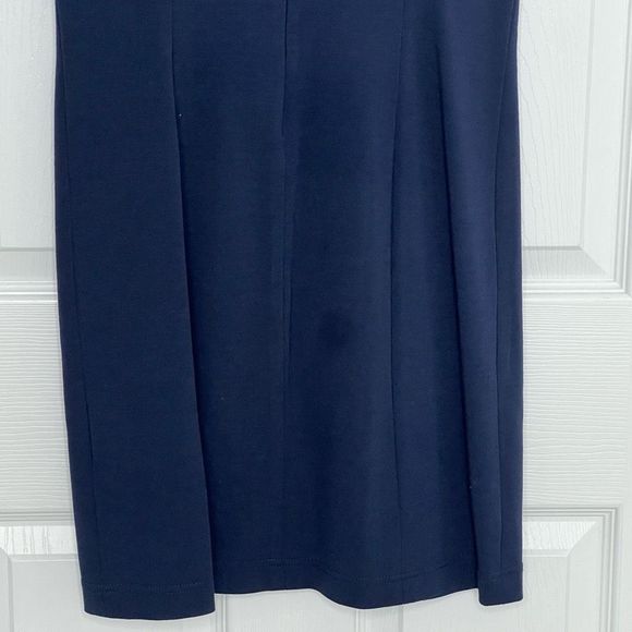 Mark & James by Badgley Mischka Navy Black Leather Trim Shift Mini Dress Small - Picture 7 of 15